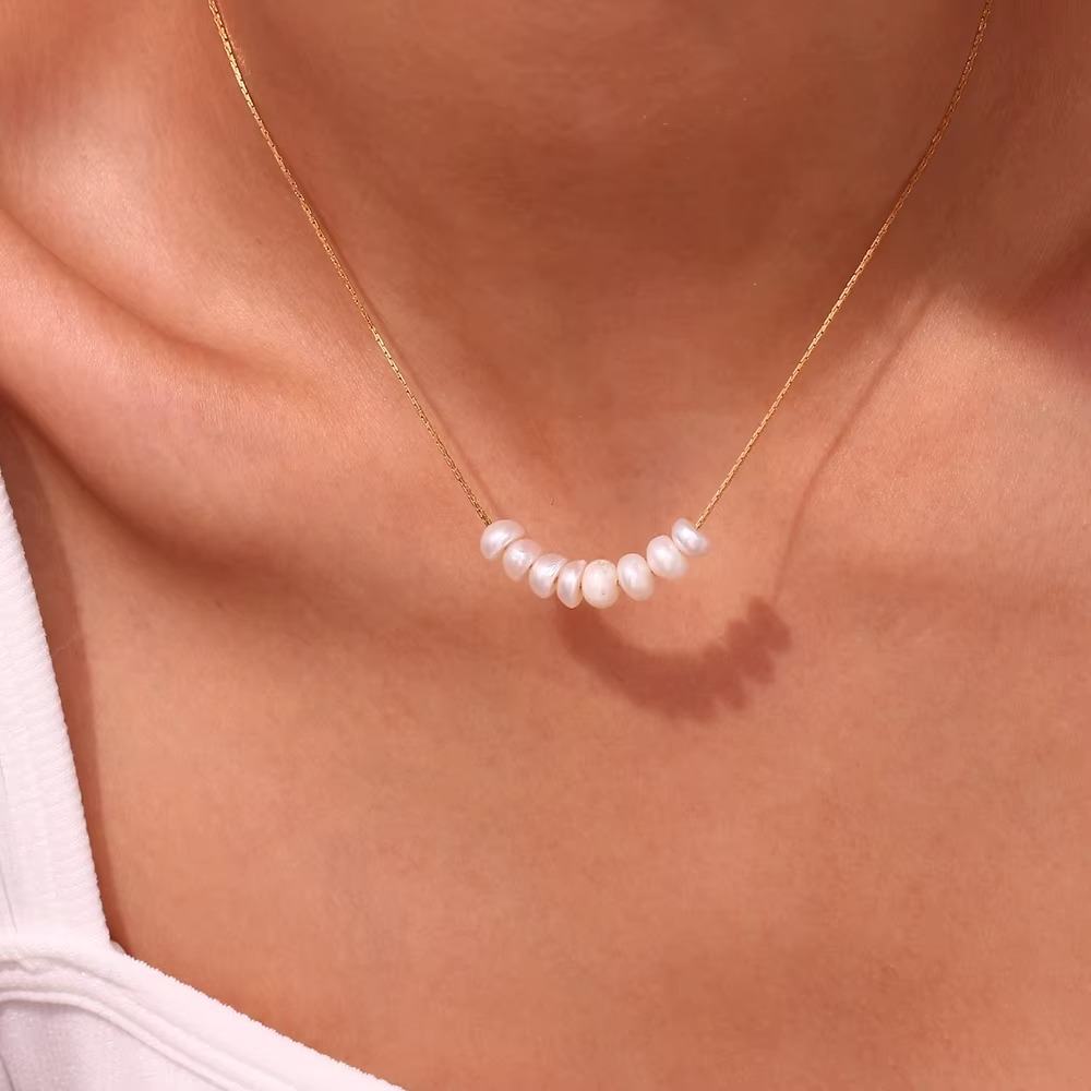 Pearl Arc Necklace Gold-Tone Finish | Refined Pearl Jewellery