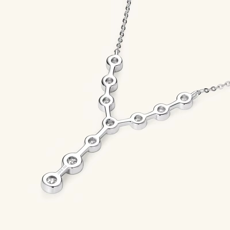 Moissanite Certified Cross Constellation Necklace | 925 Sterling Silver & 18K Gold Plated | Bezel Set Pendant