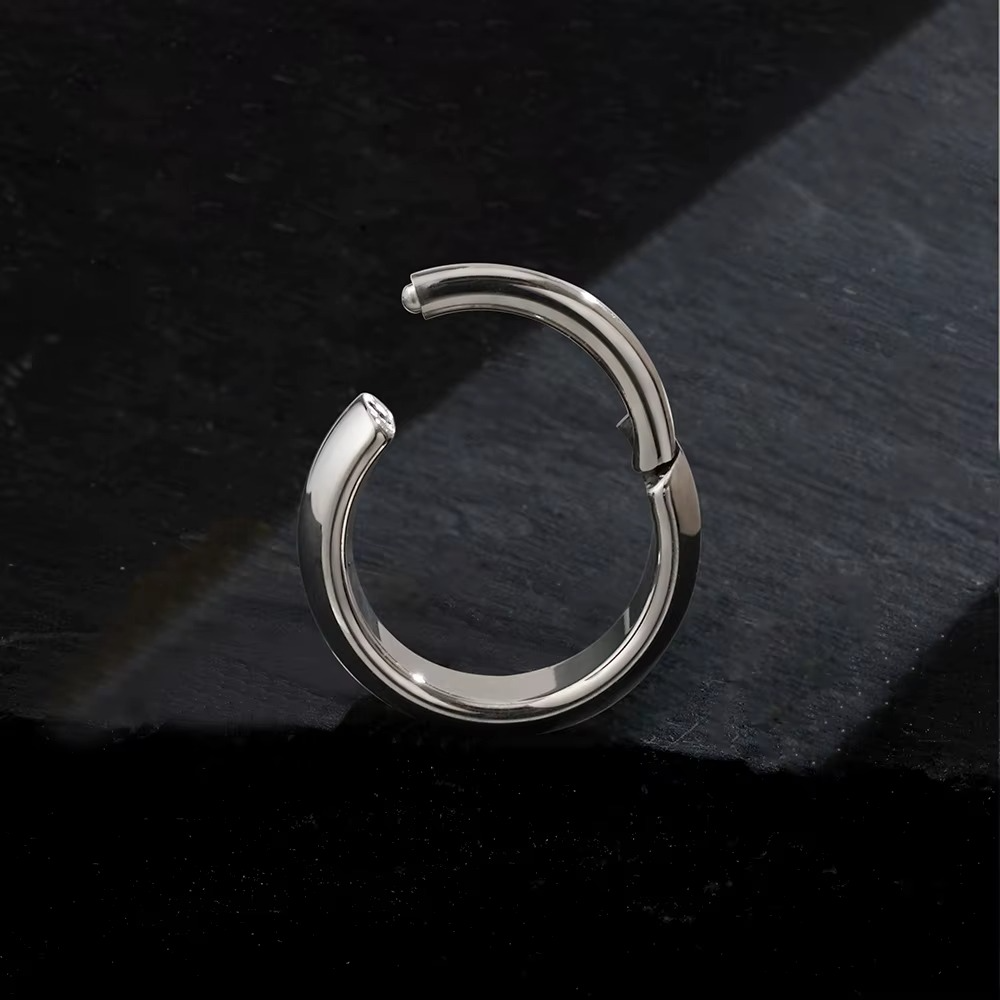 Wide Titanium Conch Clicker Earrings ASTM F136 Titanium | Chunky Cartilage Hoop Earrings