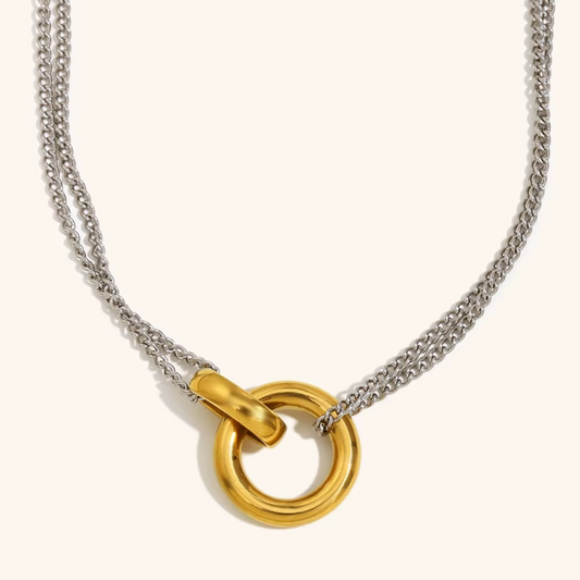 Interlinked Circle Pendant Necklace Gold & Silver-Tone Finish | Modern Luxe Jewellery