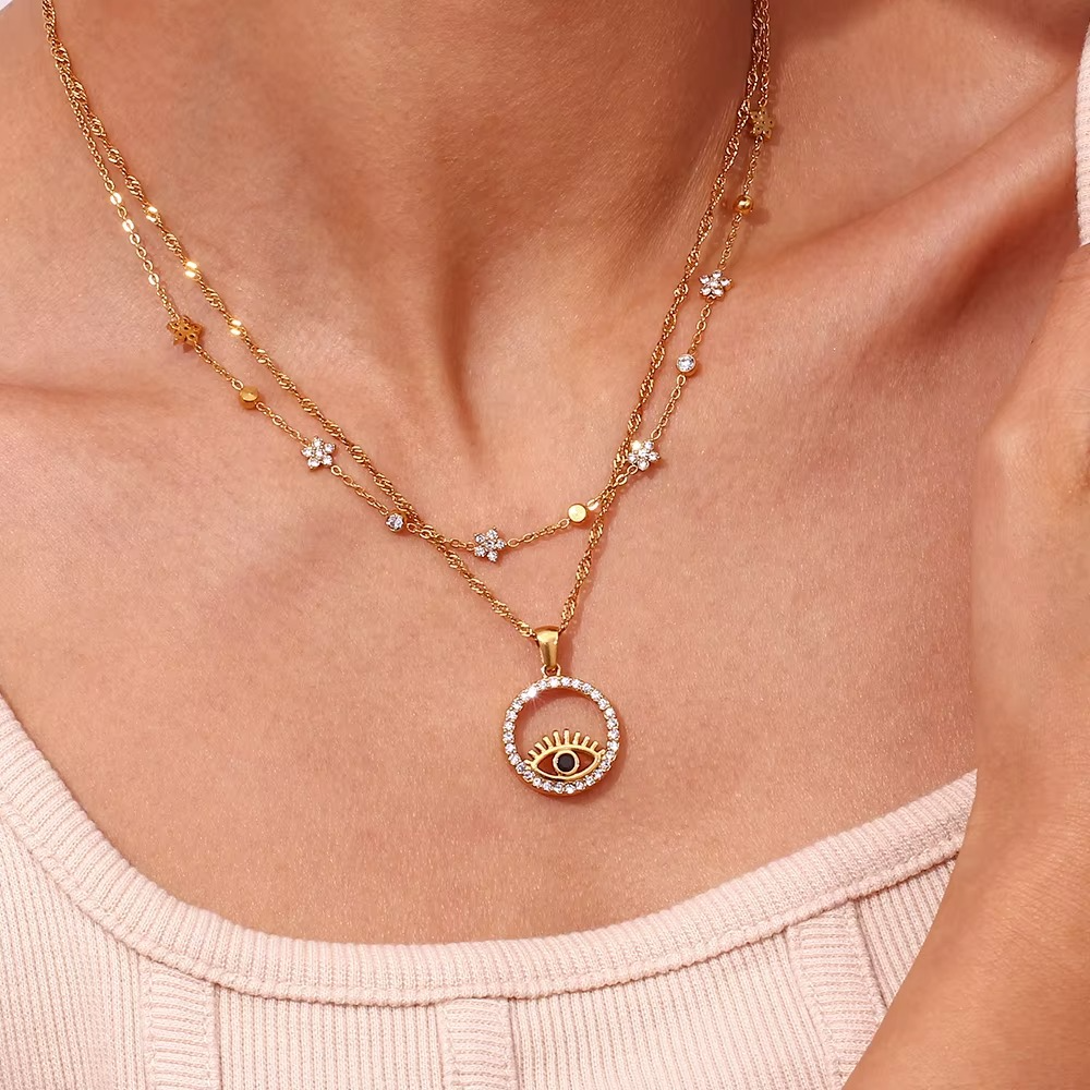 Crystal Bloom Station Necklace Gold-Tone Finish | Refined Floral Jewellery