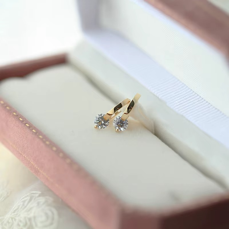 Moissanite Solitaire Hoop Drop Earrings | 925 Sterling Silver | 18K Gold Plated | Dangle Huggie | Women's Jewellery Gift