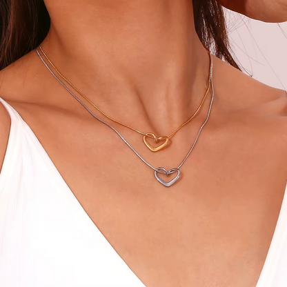 Interlinked Heart Pendant Necklace Gold & Silver-Tone Finish | Luxe Modern Romance Jewellery