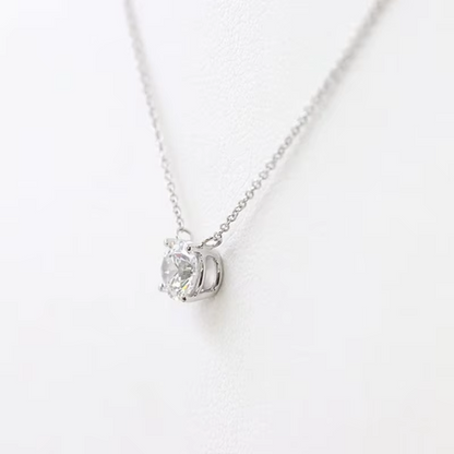 Certified Moissanite Pendant Necklace - S925 Sterling Silver Solitaire Drop Necklace Gift for Her