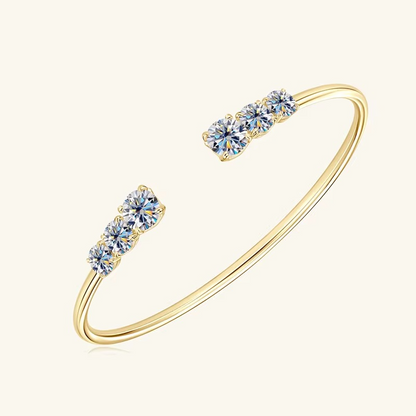 Moissanite Certified Cuff Bangle | 925 Sterling Silver | Women's Luxury Jewellery Gift