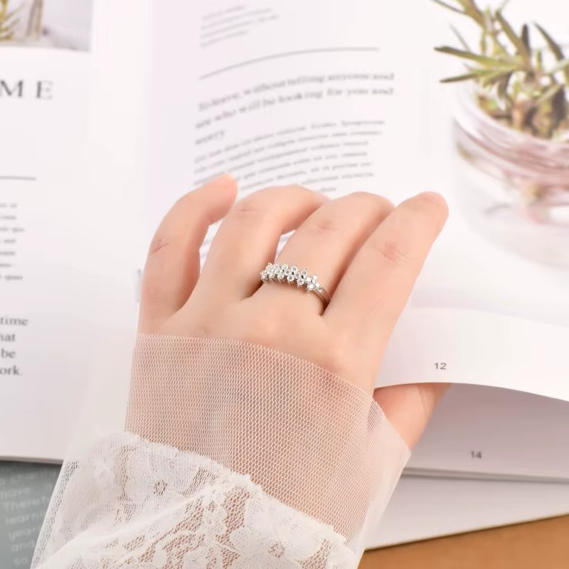 Moissanite Certified Cluster Constellation Ring | 925 Sterling Silver | 18K Gold & Silver | Women's Dainty Ring