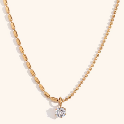 Solitaire Drop Pendant Necklace Gold-Tone Finish | Refined Minimal Jewellery