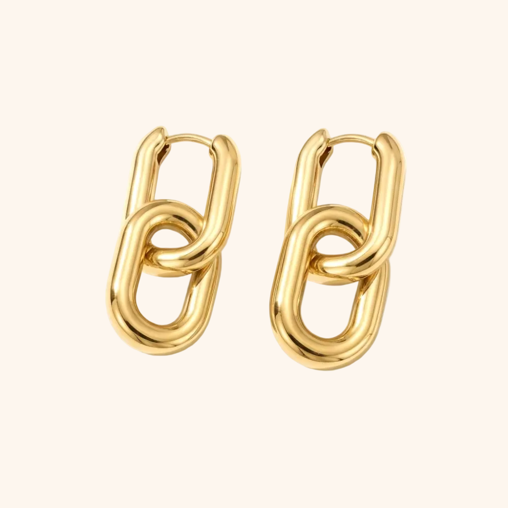 Gold Chain-Link Hoop Earrings Stainless Steel | Modern Sculptural Statement Jewellery
