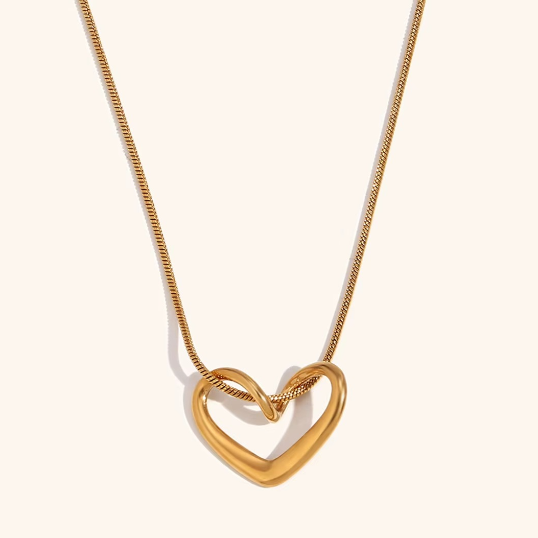 Interlinked Heart Pendant Necklace Gold & Silver-Tone Finish | Luxe Modern Romance Jewellery