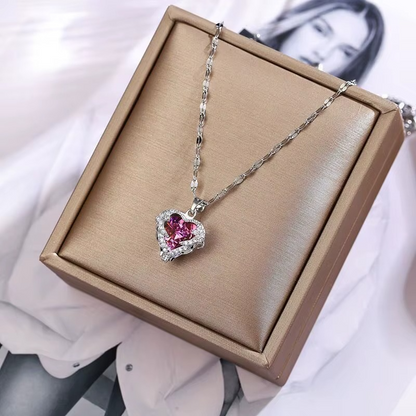 Ocean Heart Crystal Pendant Necklace Colourful Crystal | 316L Stainless Steel Elegance