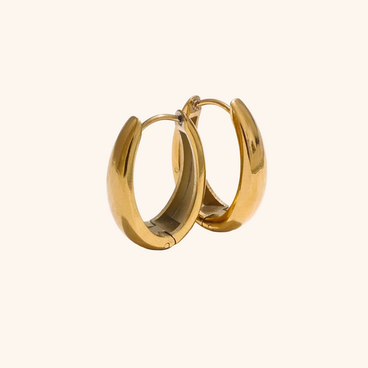 Geometric U-Shape Hoop Earrings 18K Gold PVD-Plated | Waterproof Everyday Elegance