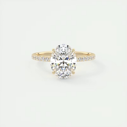 Oval Moissanite Engagement Ring | 925 Sterling Silver | 18K Gold & Silver | Pavé Band | Certified Solitaire Ring