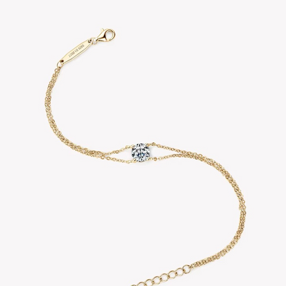 Certified Moissanite Double Chain Bracelet | 1CT D-Color 925 Sterling Silver | 18CT Gold Plated