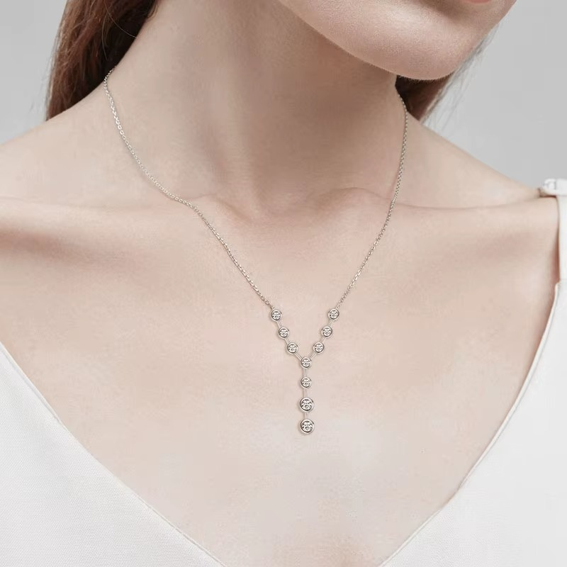Moissanite Certified Cross Constellation Necklace | 925 Sterling Silver & 18K Gold Plated | Bezel Set Pendant