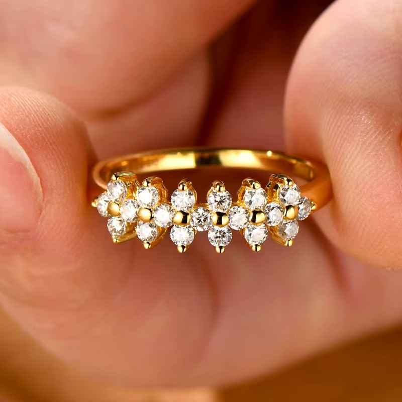 Moissanite Certified Cluster Constellation Ring | 925 Sterling Silver | 18K Gold & Silver | Women's Dainty Ring