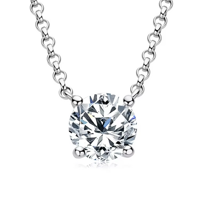 Certified Moissanite Pendant Necklace - S925 Sterling Silver Solitaire Drop Necklace Gift for Her