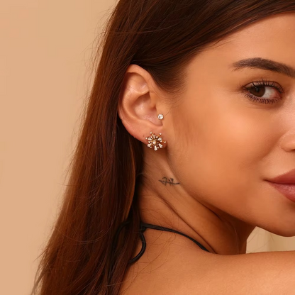 Radiant Pearl Burst Stud Earrings Gold-Tone Finish | Sculptural Pearl & Crystal Jewellery