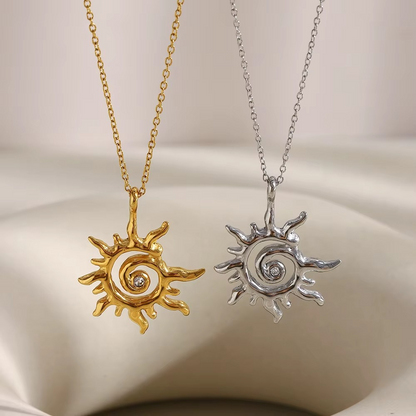 Sunshine Solar Spiral Pendant Necklace Gold-Tone Finish | Luxe Celestial Jewellery
