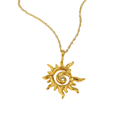 Sunshine Solar Spiral Pendant Necklace Gold-Tone Finish | Luxe Celestial Jewellery