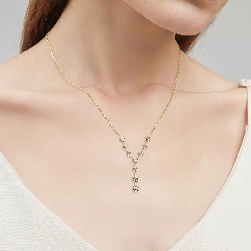 Moissanite Certified Cross Constellation Necklace | 925 Sterling Silver & 18K Gold Plated | Bezel Set Pendant