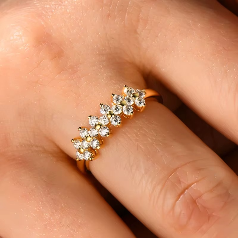 Moissanite Certified Cluster Constellation Ring | 925 Sterling Silver | 18K Gold & Silver | Women's Dainty Ring