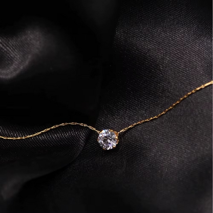 Dainty Zircon Charm Necklace Gold-Plated Stainless Steel | Minimalist Everyday Elegance