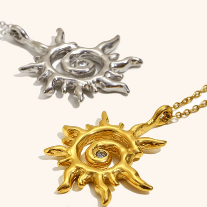 Sunshine Solar Spiral Pendant Necklace Gold-Tone Finish | Luxe Celestial Jewellery