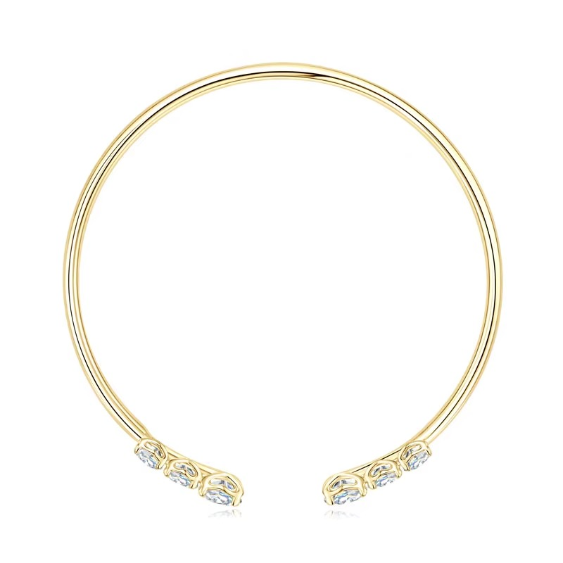 Moissanite Certified Cuff Bangle | 925 Sterling Silver | Women's Luxury Jewellery Gift