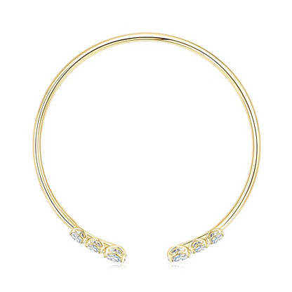 Moissanite Certified Cuff Bangle | 925 Sterling Silver | Women's Luxury Jewellery Gift