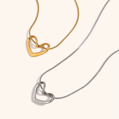 Interlinked Heart Pendant Necklace Gold & Silver-Tone Finish | Luxe Modern Romance Jewellery