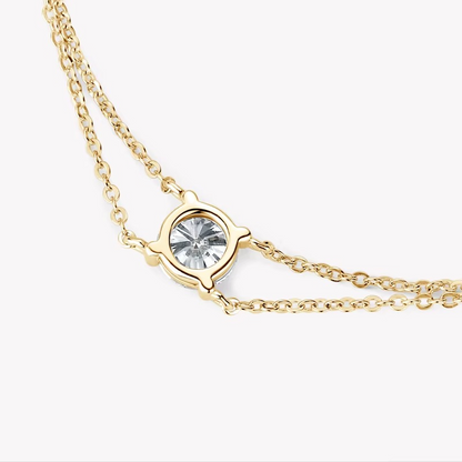 Certified Moissanite Double Chain Bracelet | 1CT D-Color 925 Sterling Silver | 18CT Gold Plated