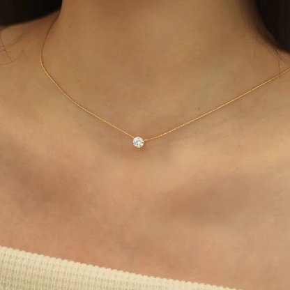 Dainty Zircon Charm Necklace Gold-Plated Stainless Steel | Minimalist Everyday Elegance