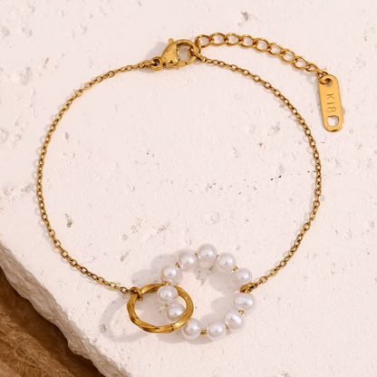 Pearl Halo Chain Bracelet Gold-Tone Finish | Modern Pearl Jewellery
