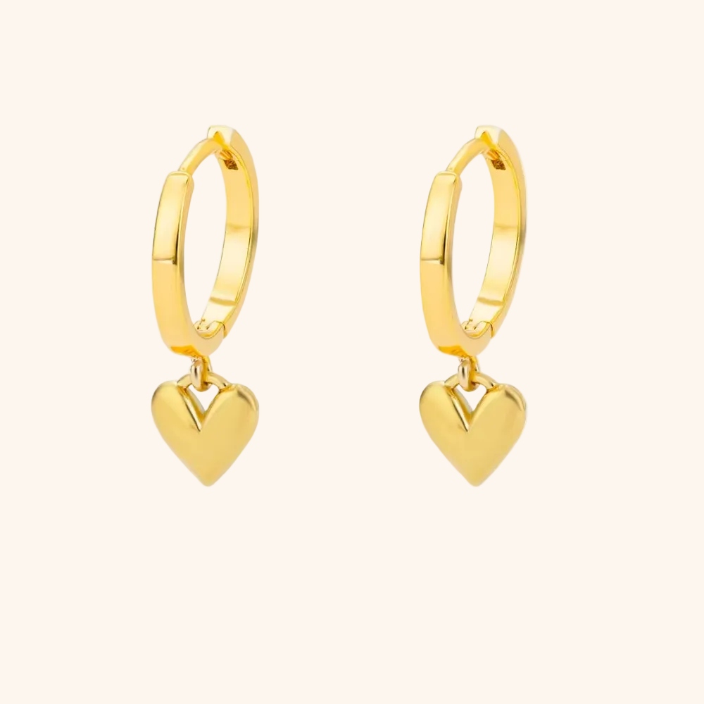Vintage Heart Drop Gold Stainless Steel Earrings | Elegant & Timeless