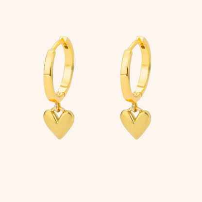 Vintage Heart Drop Gold Stainless Steel Earrings | Elegant & Timeless