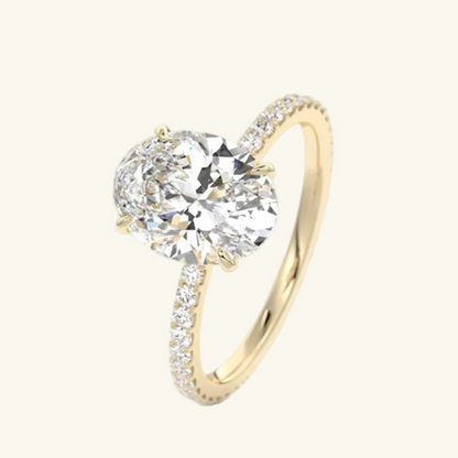 Oval Moissanite Engagement Ring | 925 Sterling Silver | 18K Gold & Silver | Pavé Band | Certified Solitaire Ring