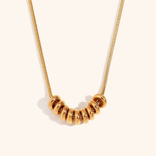 Sculpted Bead Snake Chain Necklace Gold-Tone Finish | Luxe Minimal Jewellery
