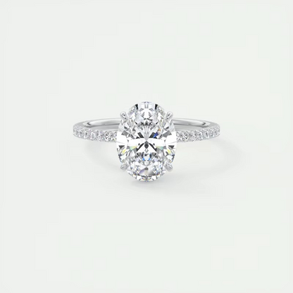 Oval Moissanite Engagement Ring | 925 Sterling Silver | 18K Gold & Silver | Pavé Band | Certified Solitaire Ring