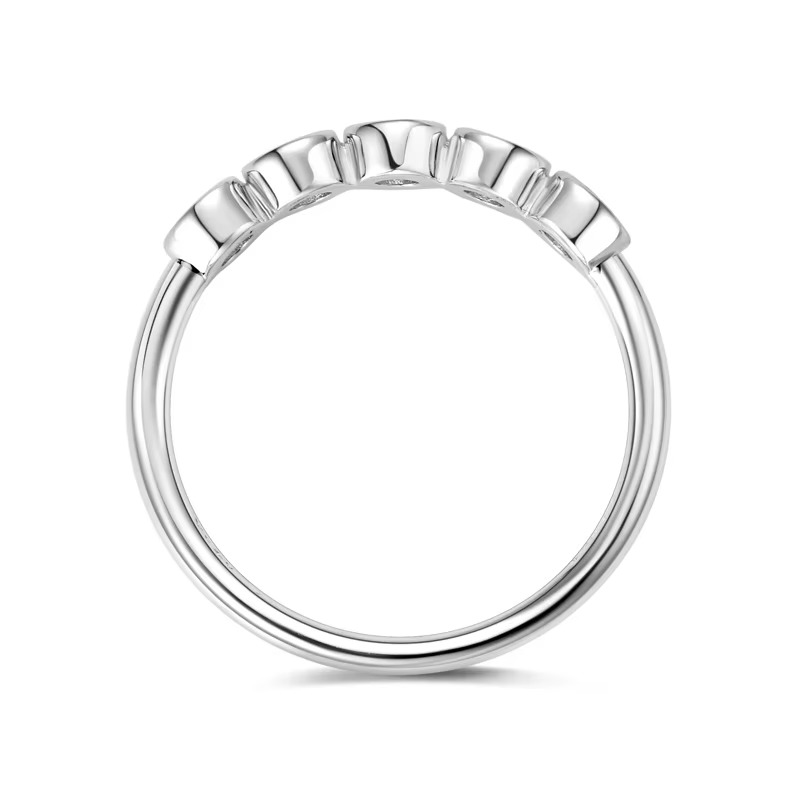 Moissanite Five-Stone Bezel Ring | 925 Sterling Silver | 18K Gold & Silver | Eternity Band Style | Women's Luxury Jewellery Gift