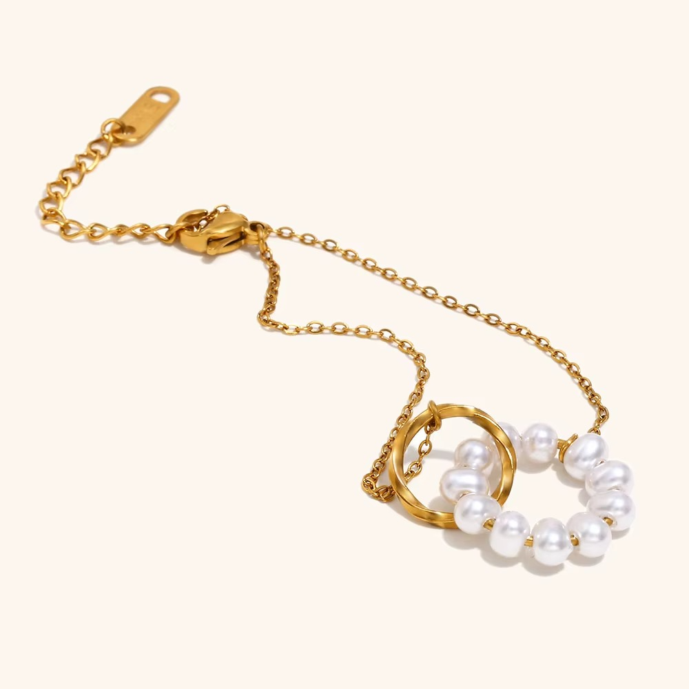 Pearl Halo Chain Bracelet Gold-Tone Finish | Modern Pearl Jewellery