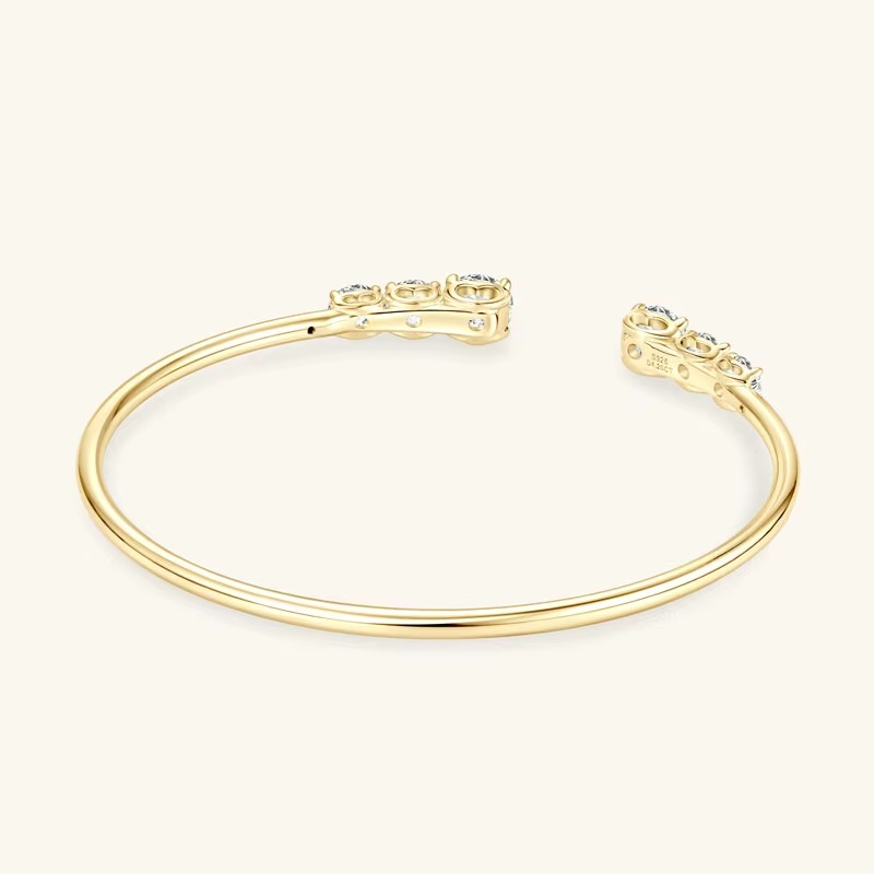 Moissanite Certified Cuff Bangle | 925 Sterling Silver | Women's Luxury Jewellery Gift