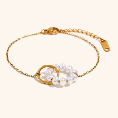 Pearl Halo Chain Bracelet Gold-Tone Finish | Modern Pearl Jewellery