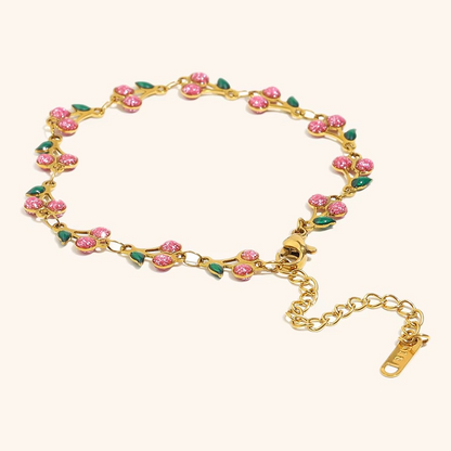 Cherry Blossom Charm Bracelet Gold-Tone Finish | Playful Luxe Jewellery