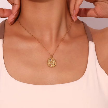 Celestial Talisman Pendant Necklace Gold-Tone Finish | Luxe Symbolic Jewellery