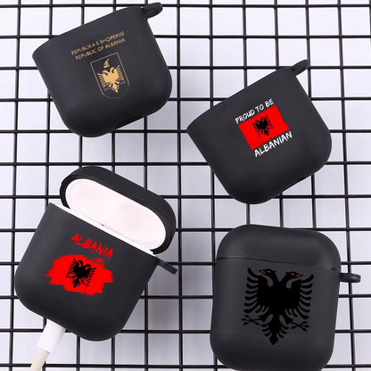 Albanian AirPods Case in Black | Shockproof & Durable Silicone Protection