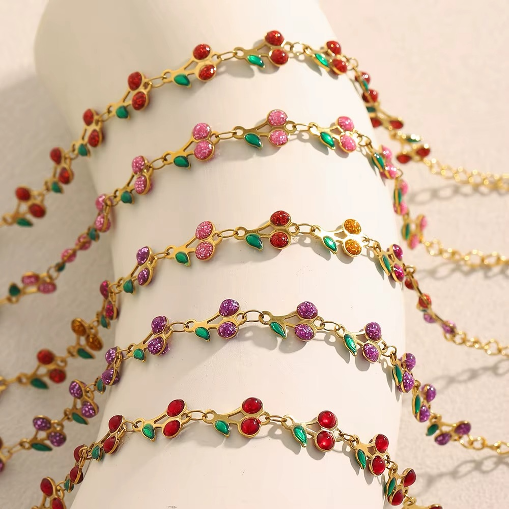 Cherry Blossom Charm Bracelet Gold-Tone Finish | Playful Luxe Jewellery