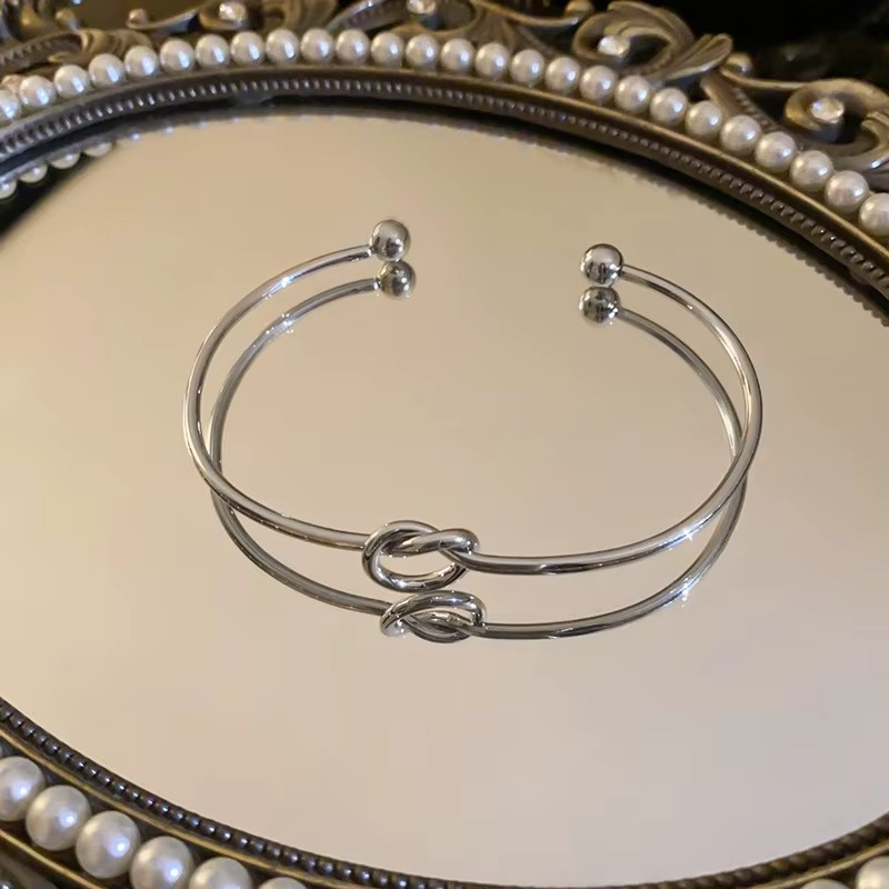 Vintage Knot Woven Twist Bangle Stainless Steel | Statement Streetwear Bracelet